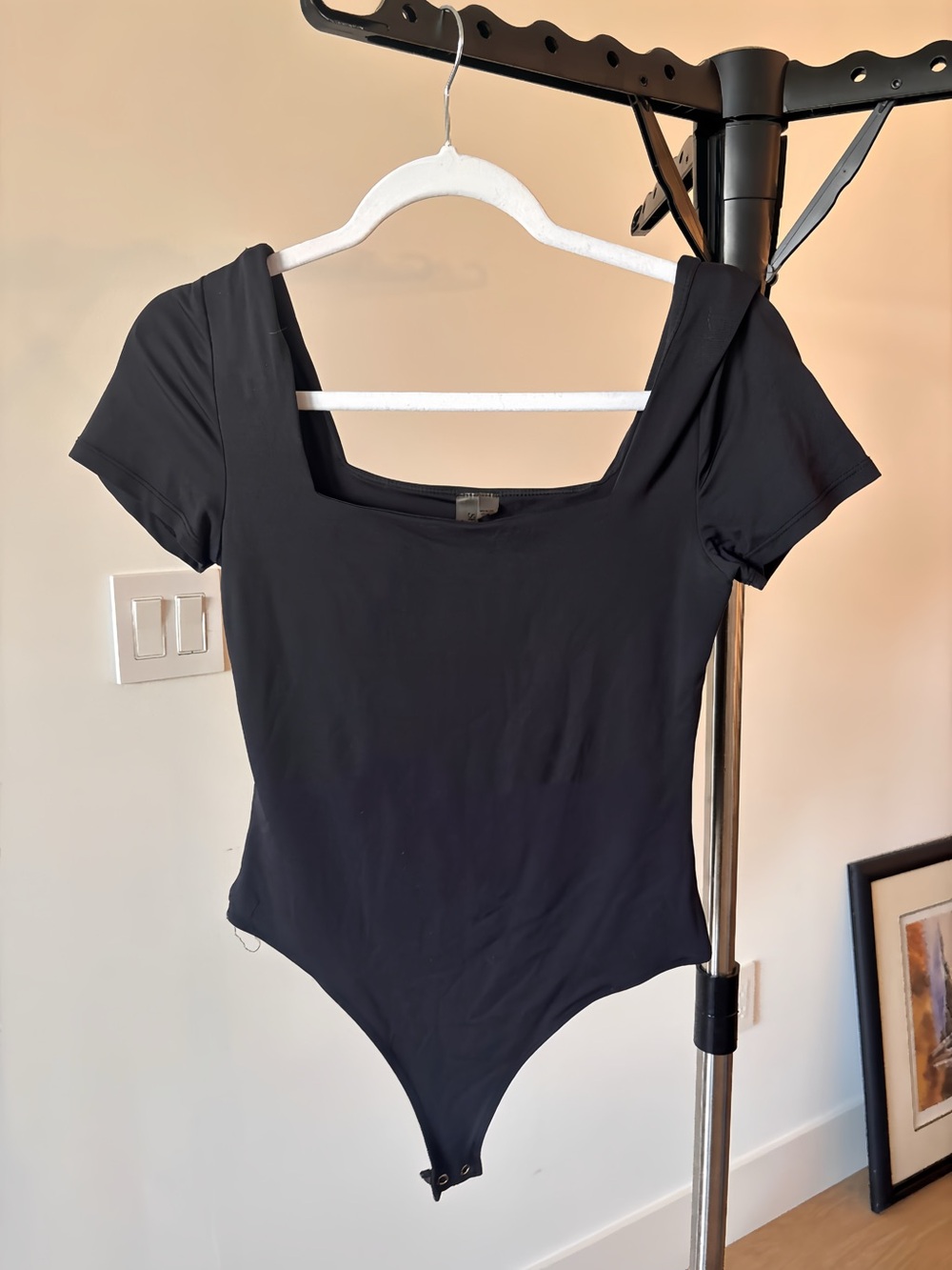 envy Black Square Neck Short Sleeve Bodysuit
